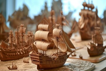 Formidable Battle wooden ship sea. Water ocean travel. Generate Ai