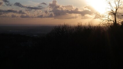 Moments of sunset on the hill