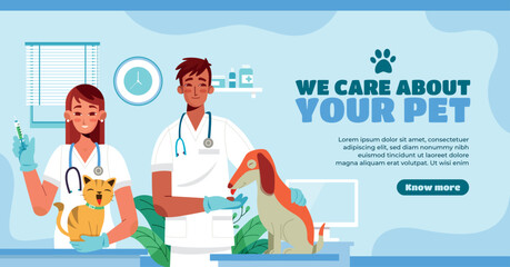 Hand drawn veterinary clinic facebook template