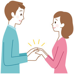 向かい合う男女　カップル　夫婦　マッチング