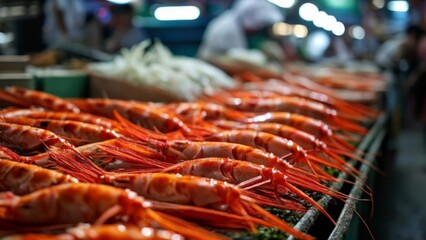  Fresh seafood on display at market - obrazy, fototapety, plakaty