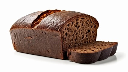 Freshly baked loaf of bread with a slice cut out - Powered by Adobe