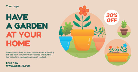 Gardening and yardwork social media promo template