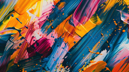Abstract pattern with a burst of bold and colorful paint strokes.