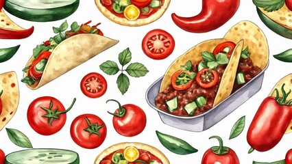  Fresh and colorful Mexican feast illustration