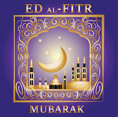 A poster for the month of Ramadan eid mubarak card