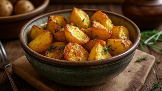  Deliciously golden roasted potatoes ready to be savored