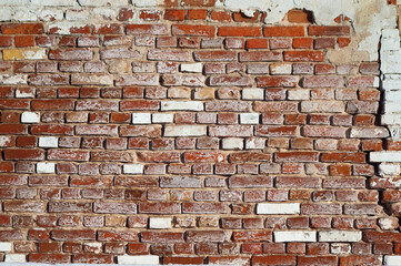 in the photo there is a close-up of an old brick wall