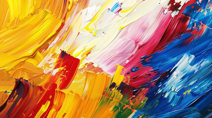 Bold and expressive brush strokes of various colors blending together.