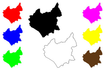 Obraz premium Leicestershire (United Kingdom of Great Britain and Northern Ireland, England, Non-metropolitan county, shire county) map vector illustration, scribble sketch Leics. map....