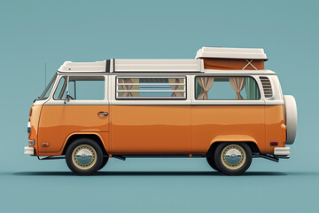 Simple style icon of campervan isolated over plain background