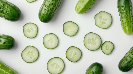Cucumbers on a white background.