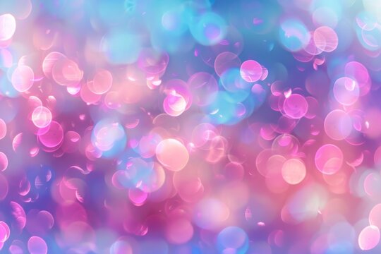 Abstract Bokeh Lights in Pink and Blue Hues as a Peaceful Background