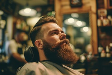 Professional Bearded man barbershop. Handsome hipster guy. Generate Ai