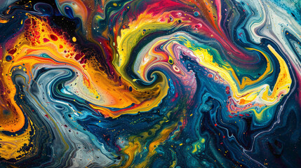 Dynamic swirls of bold paint colors creating an artistic background.