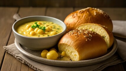  Delicious comfort food  Soup and bread