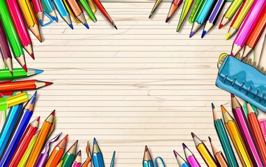 Fototapeta premium Assortment of coloured pencils with shadow on white background