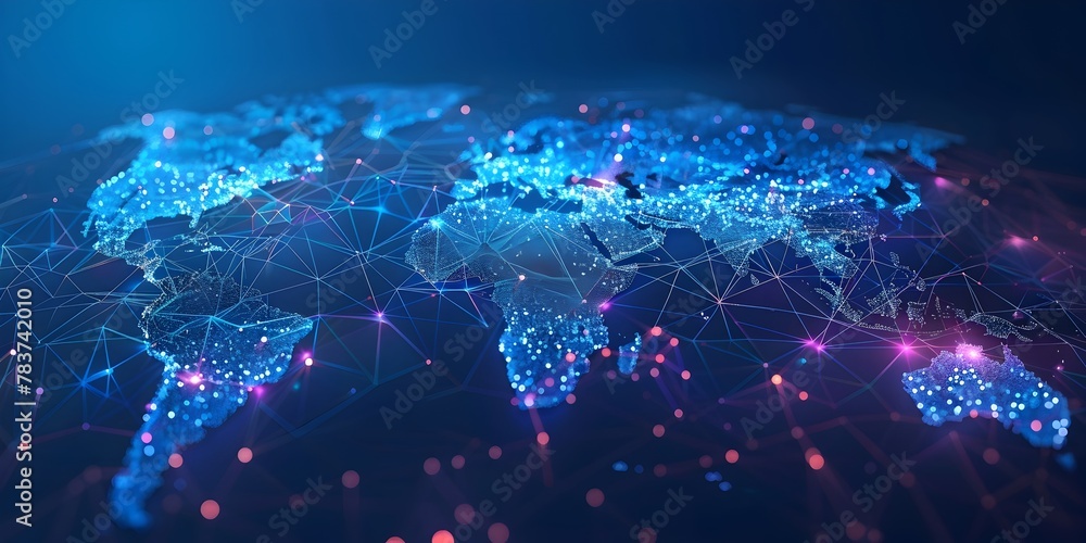 Aufkleber holographic digital world map symbolizing global connectivity and information technology in the mode