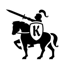Knight with a sword on horseback.