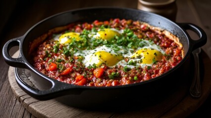  Delicious breakfast skillet with eggs tomatoes and peppers