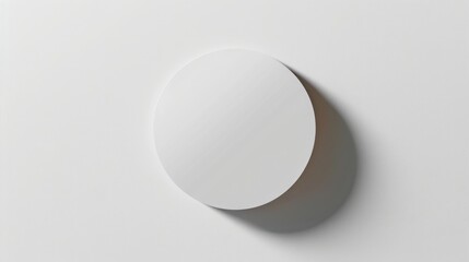 Photorealistic circle paper sticker on white background, top view, spotlight