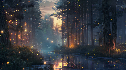 A serene forest scene