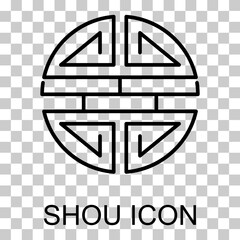 Traditional shou icon, spiritual isolated shu flat symbol, asian vector illustration - 783744802