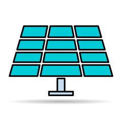 Solar panel shadow icon, green power technology, ecology alternative energy vector illustration - 783744817