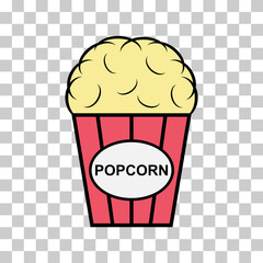 Popcorn food design icon, web corn box snack flat vector illustration element - 783744821