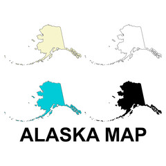 Set of Alaska map, united states of america. Flat concept icon vector illustration - 783744824
