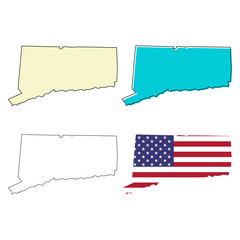 Set of Connecticut map, united states of america. Flat concept icon vector illustration - 783744828