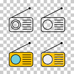 Set of Retro radio station icon, flat isolated music sound media button, web vector illustration - 783744853