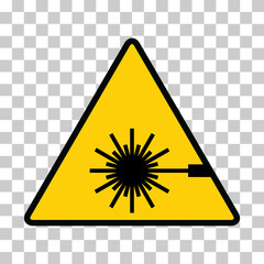 Laser radiation danger label icon, safety protection information symbol vector illustration - 783744856