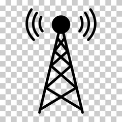 Signal tower icon, wireless technology network sign, antenna wave radio vector illustration - 783744878