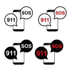 Set of SOS help icon, safety support alert design, save vector illustration - 783744881