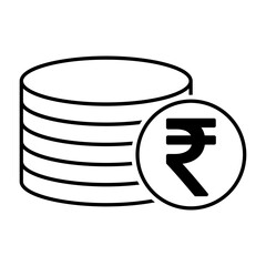 Rupee stack coin, flat icon money design, cash sign vector illustration