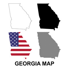 Set of Georgia map, united states of america. Flat concept icon vector illustration