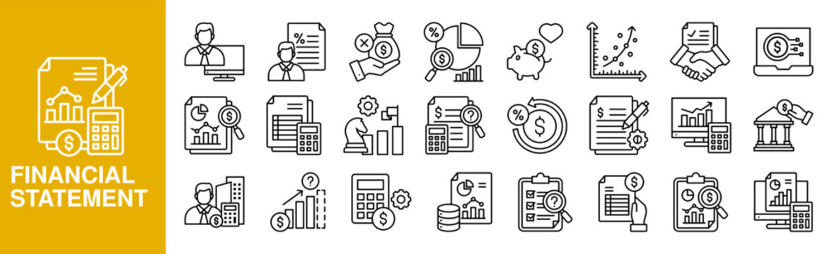 Financial Statement Icon Set For Design Elements	
