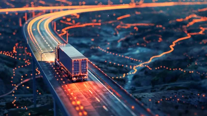 Zelfklevend Fotobehang Next-gen supply chain logistics with real-time tracking information visualization  © Imaging L