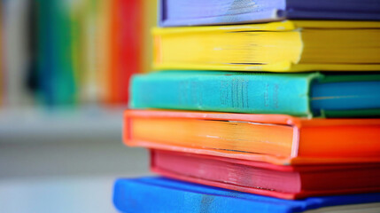 A stack of colorful hardcover books