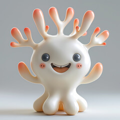 A cute and happy baby coral 3d illustration