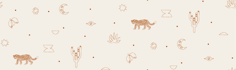 Seamless pattern Leopard and western design elements © NKTN