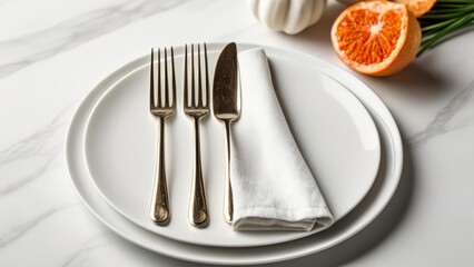  Elegant table setting with a touch of citrus freshness