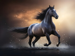 Amazing 3d Illustrator art wallpaper Horse abstract magical animal background with mare stallion wallpaper
