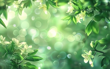 Beautiful pink flowers on blur green nature background. Spring and summer background