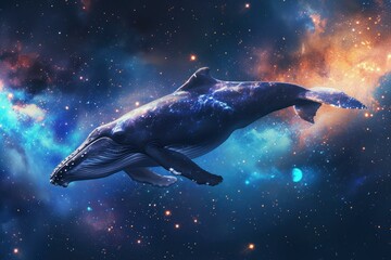 Majestic Beautiful heavenly whale. Art love design. Generate Ai - 783750421