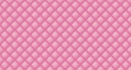 Simple upholstery quilted background. Quilted stitched background pattern. Pink leather texture sofa backdrop. Seamless texture quilted background