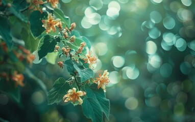 Beautiful flowers on blur green nature background. Spring and summer background