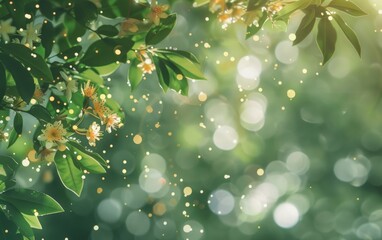 Beautiful flowers on blur green nature background. Spring and summer background