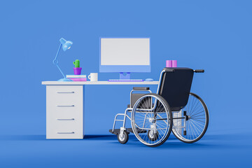 Wheelchair standing near office desk